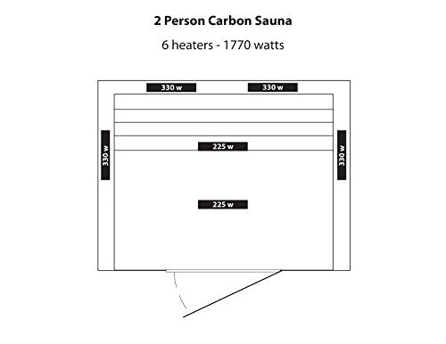 HEATWAVE Radiant Saunas 2-Person Hemlock Infrared Sauna with 6 Carbon Heaters, Chromotherapy Lighting, Oxygen Ionizer