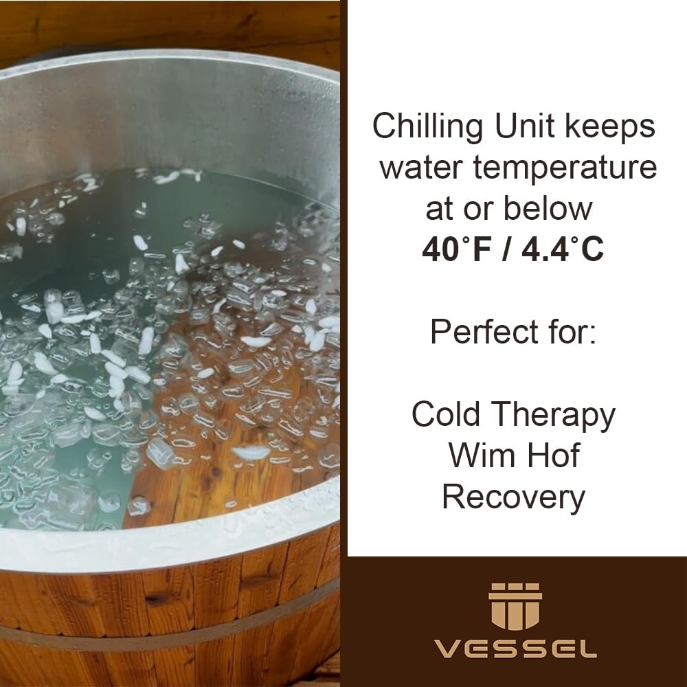 Vessel Ice Bath Tub: Freestanding High-End Cold Plunge Tub with Powerful Chiller Unit for Athletes, Wellness Enthusiasts, and Biohacking