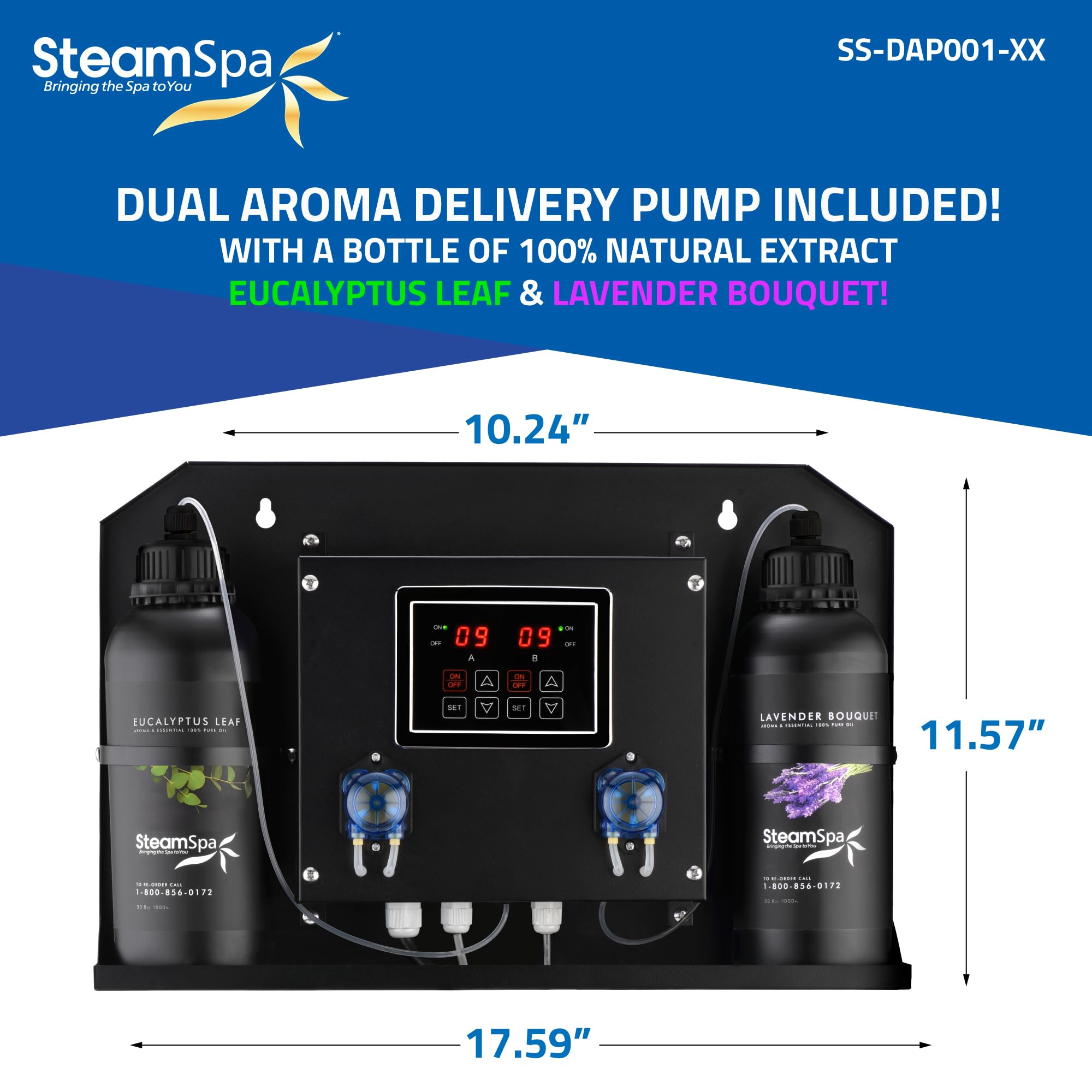 SteamSpa Steam Shower Generator Kit | Brushed Nickel + Auto Drain Combo|Dual Bottle Aroma Oil Pump | Steam Sauna Spa Stall Package|Touch Screen Wifi App/BT Control Panel |12 kW Raven | RVB1200BN-ADP