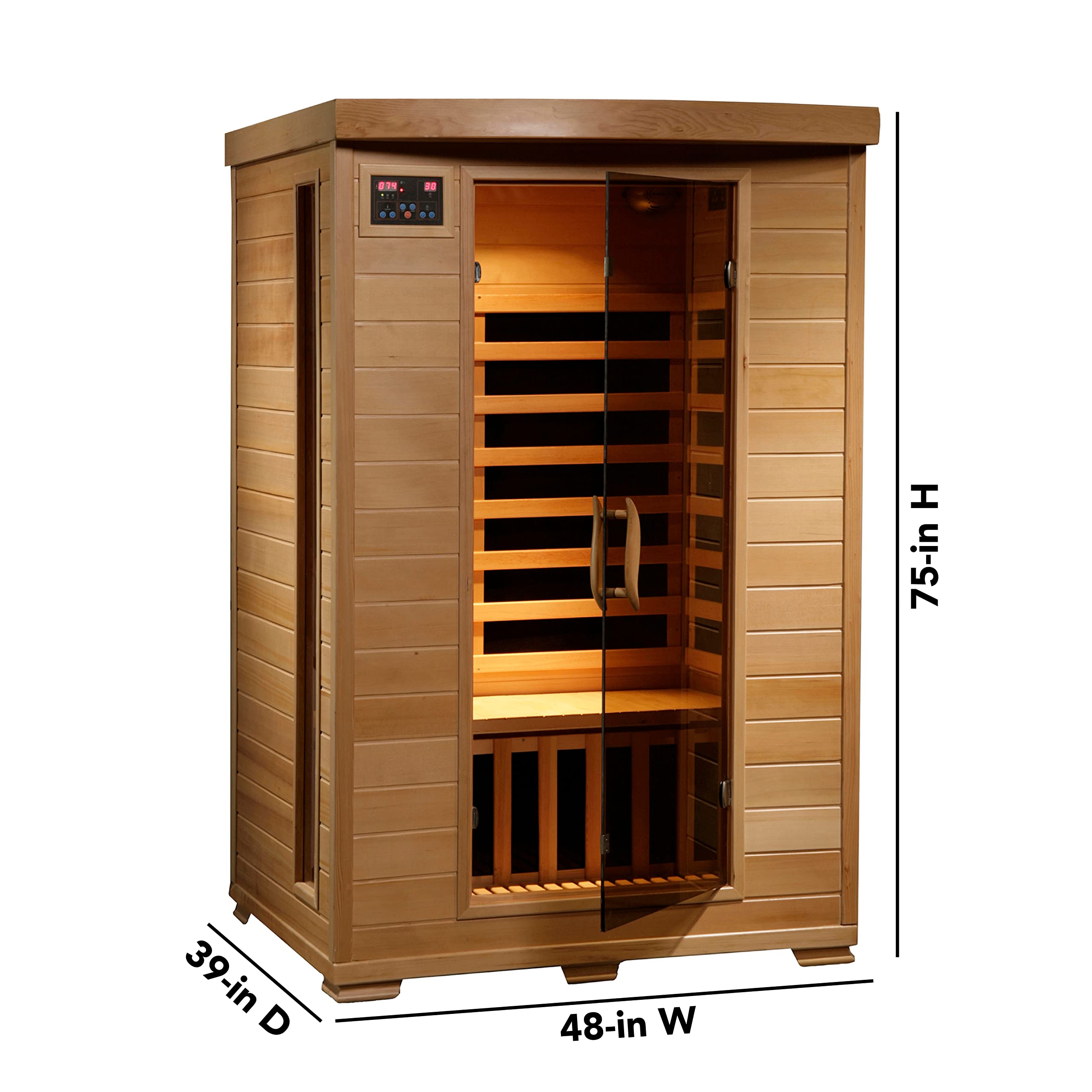 HEATWAVE Radiant Saunas 2-Person Hemlock Infrared Sauna with 6 Carbon Heaters, Chromotherapy Lighting, Oxygen Ionizer